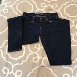 AE high waisted super stretch dark wash jeggings